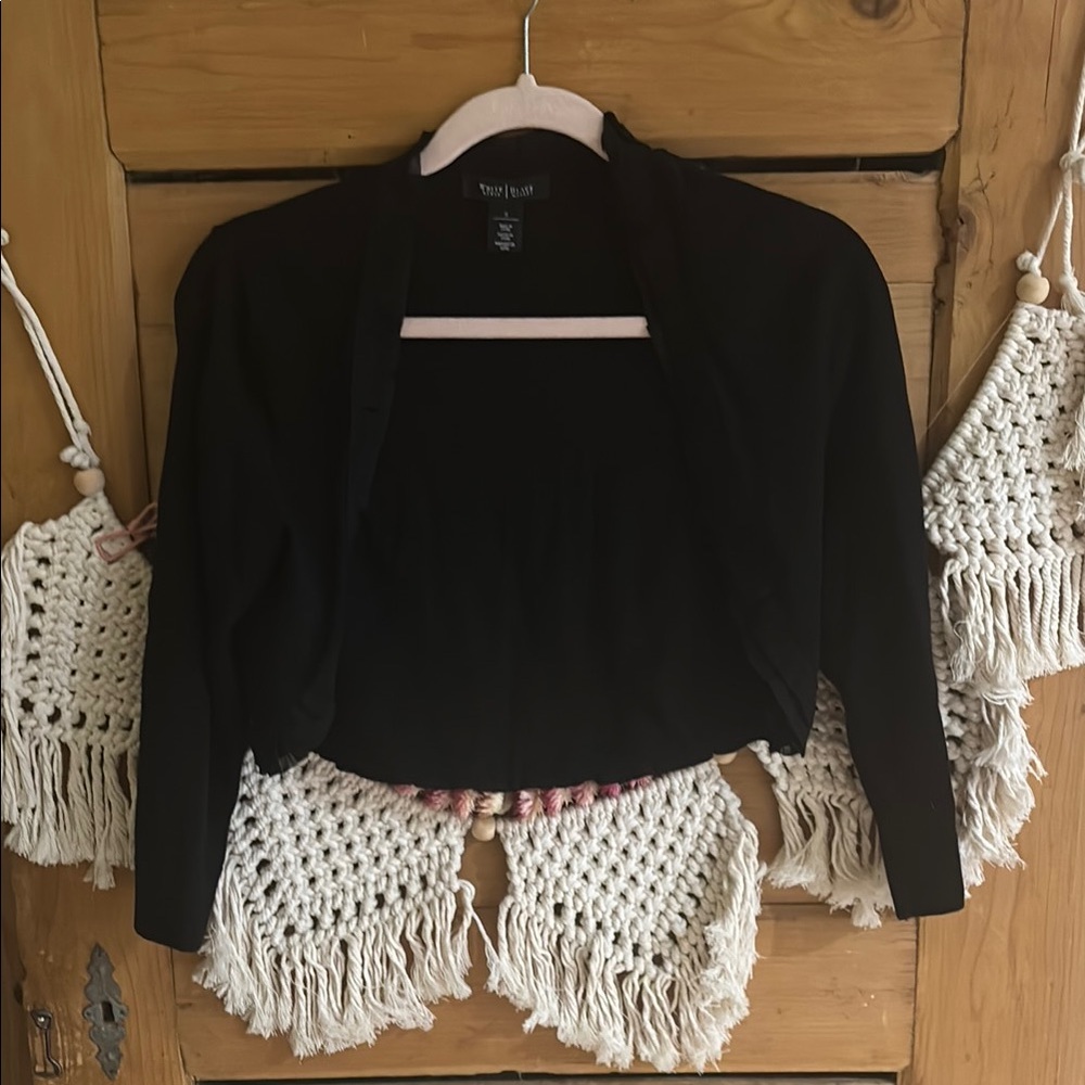 White House Black Market cropped bolero jacket with trim size small